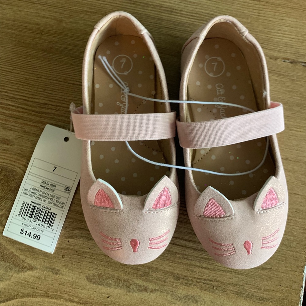 Brand new toddler girl size 7 kitty ballet flats